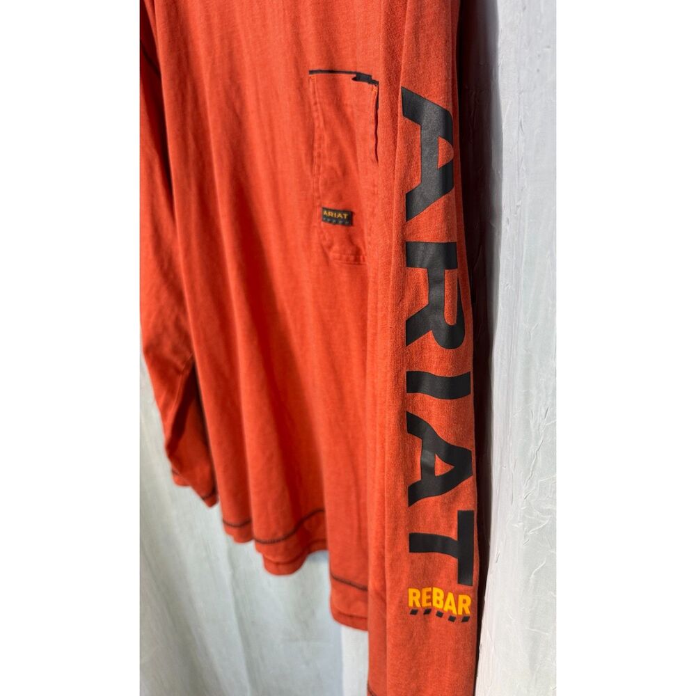 ARIAT REBAR Workman Heavyweight Long Sleeve Work Shirt Orange Gorpcore Men’s 3XL